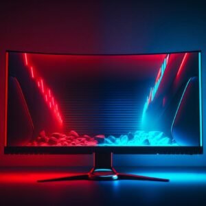 computer-monitor-with-red-blue-green-lights-generative